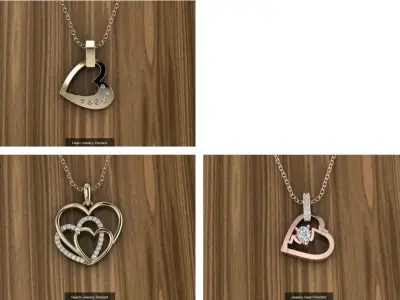 15 sets of luxury heart charms 3D print model