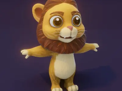 Cartoon Lion 3D Model Low-poly 3D model
