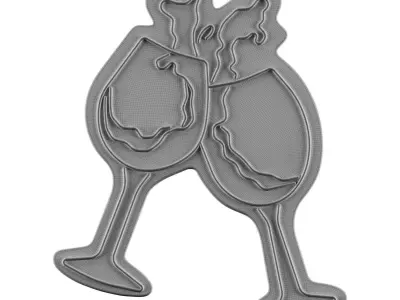 Wine Cheers Neon Sign 3D model