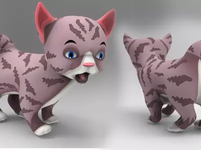 Cute Cartoon Cat Animated  Low-poly 3D model