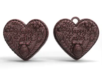happy easter heart shape decor  3D print model
