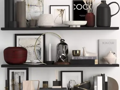 decorative set living room shelf 3D model