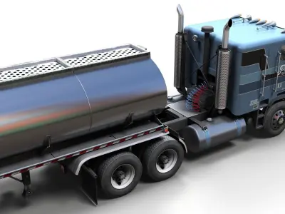 Freightliner cabover fuel trailer Low-poly 3D model