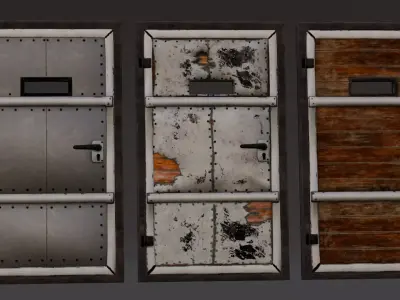 Set of doors 3D Model Low-poly 3D model