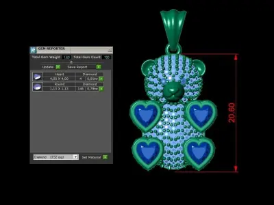 teddy bear necklace 3D print model