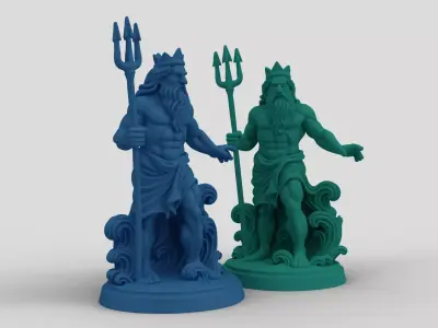Poseidon God of the Sea Statue - Detailed 3D Printable Model 3D print model