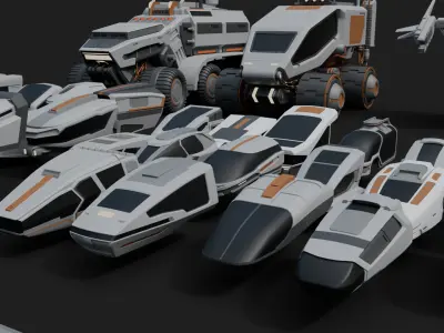 Cyberpunk vehicles kitbash 3D model