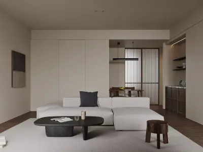 Modern living room dining room interior scenes 186 3D model