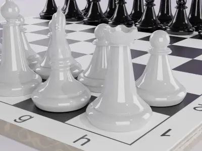 Chess board with pieces 3D model