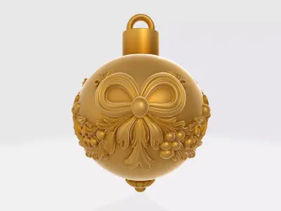 Elegant Christmas Ornament with Bow and Holly Decoration  3D print model