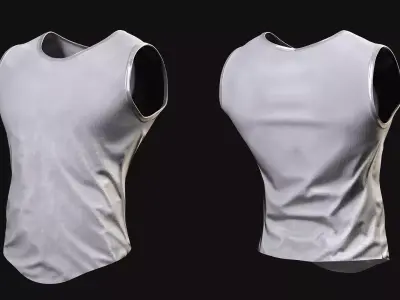 White Tank Top for Male Characters -Real-Time Outfit Low-poly 3D model
