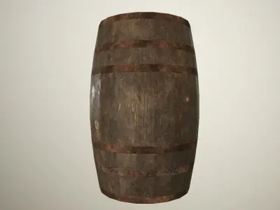 PBR Wooden Barrel Low-poly 3D model