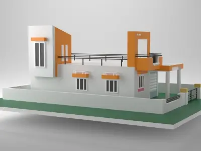 Modern house Free low-poly 3D model