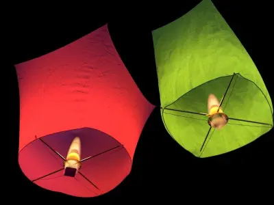 Chinese red sky lantern  3D model