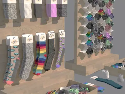 Folded Socks Calcetines Doblados Rack Display 3D model