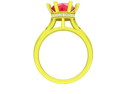 Luxury Solitaire Gemstone Split Shank Ring for Women 5166 3D print model