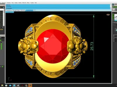 Luxury Dragon Oval Gemstone Ring Jewelry 3D Model  3371 3D print model