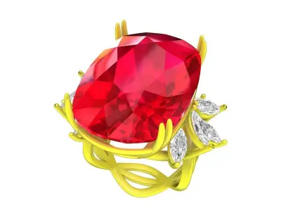 7373 big stone luxury korean style diamond engagment women ring  3D print model