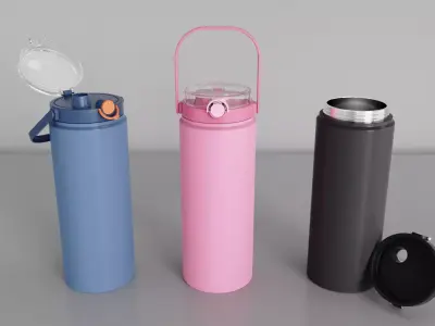 Stainless Steel Sport Bottle 3 3D model