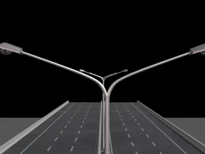Highway concrete structure with lamp on top Low-poly 3D model