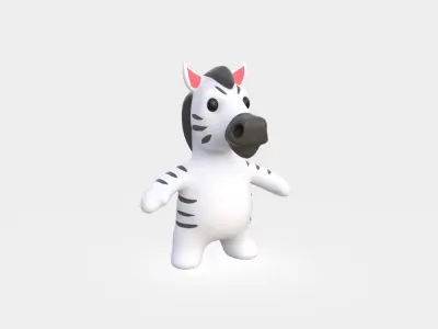 Little animal baby - Zebra cute - Animated  Low-poly 3D model