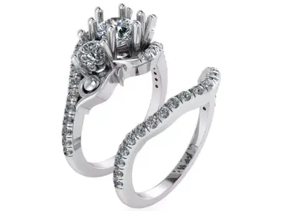3 Stone Ring With Band 2519 3D print model