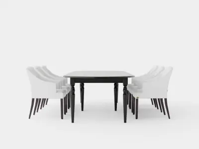 Osterville black with Delano chair white Dining Set Low-poly 3D model