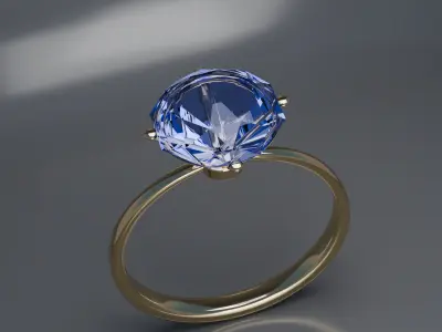 Elegant Gemstone Ring with Crown Prong Setting 3D print model