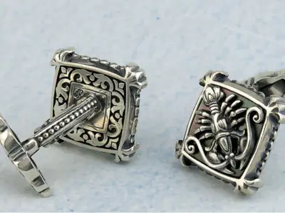 Zodiac signs Cufflinks Crayfish 3D print model