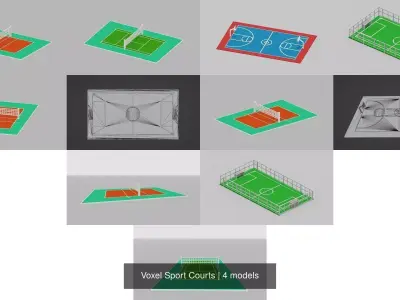 Voxel Sport Courts 3D Model Pack