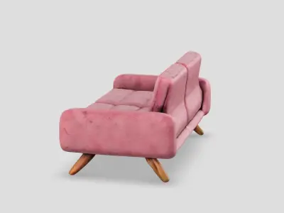 Blush Comfort Tufted Two-Seater Sofa 3D model