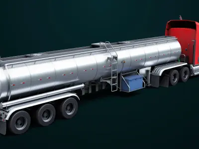 Generic Heavy Truck 02 Food Tank Trailer Low-poly 3D model