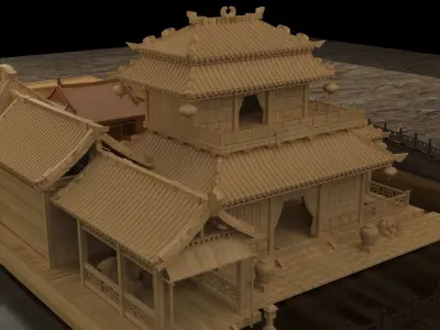 Chinese ancient courtyard  3D model