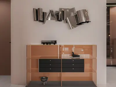 Modern Minimal Console Table  Glass and Wood  3D model