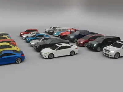 low-poly car pack - 20 cars Low-poly 3D model