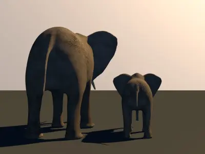 Elephant and baby Elefant und baby 3D model