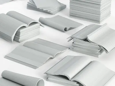 Opened magazines stack set 3D model