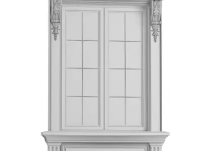 Classic facade window with platband 3D model
