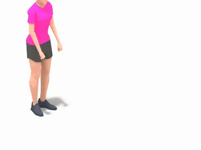 board jump with shuffle back Exercise Woman Animation Low-poly 3D model