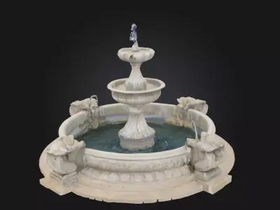 Grandstone Cascade  Sculpted Majesty in Flowing Stone 3D model