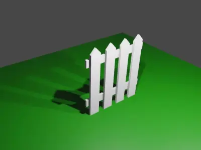 White Fence for Garden - Cerca branca Low-poly 3D model