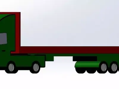Truck semi with flatbed 3D model