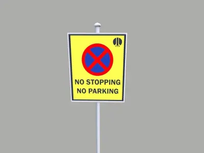No Stop Parking Board Low-poly 3D model