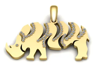 Luxury Rhino Pendant 3D print model
