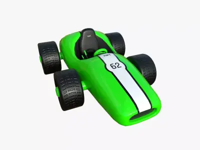 Cartoon Kart F03 Green - Vehicle Racing Design Low-poly 3D model
