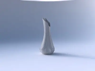 Vase top bent hexagon 2 with wavy grid plates 3D print model