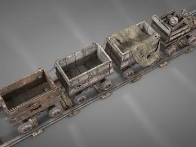 Old Mine Cart v2 3D model