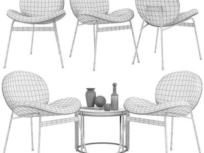 Lounge Chair Jane and Side Table Messina Nesting West Elm  3D model