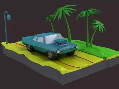 low poly car Cartoon Car collection toon vehicle  sport  3D model