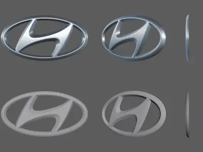 Hyundai - Car Logo Emblem Modern Free low-poly 3D model